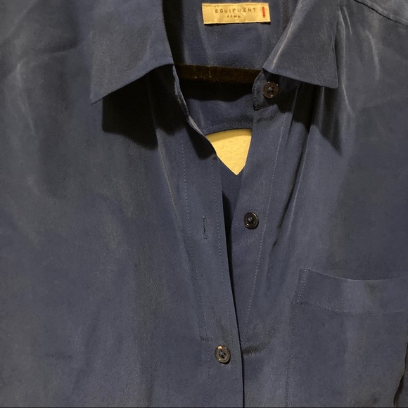 Equipment Navy Blue Button Up Long Sleeve Top S - Picture 6 of 9